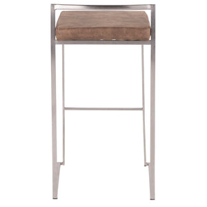 English Elm 30 Inch Stackable Barstools Set of 3 Welded Steel Frame with Padded Upholstered Seats Brown B202P290866