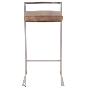 English Elm 30 Inch Stackable Barstools Set of 3 Welded Steel Frame with Padded Upholstered Seats Brown B202P290866