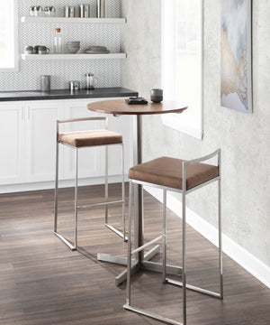English Elm 30 Inch Stackable Barstools Set of 3 Welded Steel Frame with Padded Upholstered Seats Brown B202P290866