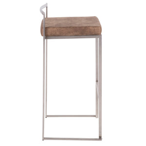 English Elm 30 Inch Stackable Barstools Set of 3 Welded Steel Frame with Padded Upholstered Seats Brown B202P290866