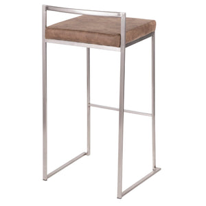 English Elm 30 Inch Stackable Barstools Set of 3 Welded Steel Frame with Padded Upholstered Seats Brown B202P290866