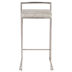 English Elm 30 Inch Stackable Barstools Set of 3 Welded Steel Frame with Padded Upholstered Seats Gray B202P290867
