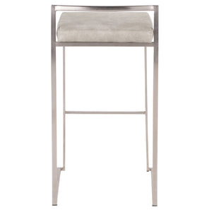 English Elm 30 Inch Stackable Barstools Set of 3 Welded Steel Frame with Padded Upholstered Seats Gray B202P290867