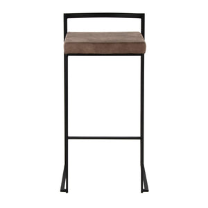 English Elm Contemporary Stackable Metal Barstools with Padded Fabric Seats for Kitchen Island Bar Brown B202P290868