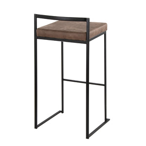 English Elm Contemporary Stackable Metal Barstools with Padded Fabric Seats for Kitchen Island Bar Brown B202P290868