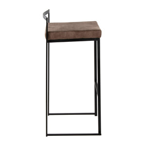 English Elm Contemporary Stackable Metal Barstools with Padded Fabric Seats for Kitchen Island Bar Brown B202P290868