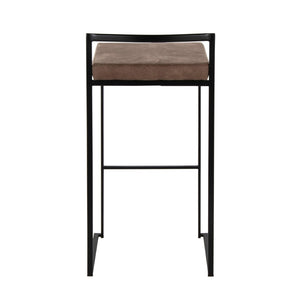 English Elm Contemporary Stackable Metal Barstools with Padded Fabric Seats for Kitchen Island Bar Brown B202P290868