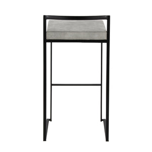 English Elm Contemporary Stackable Metal Barstools with Padded Fabric Seats for Kitchen Island Bar Gray B202P290869