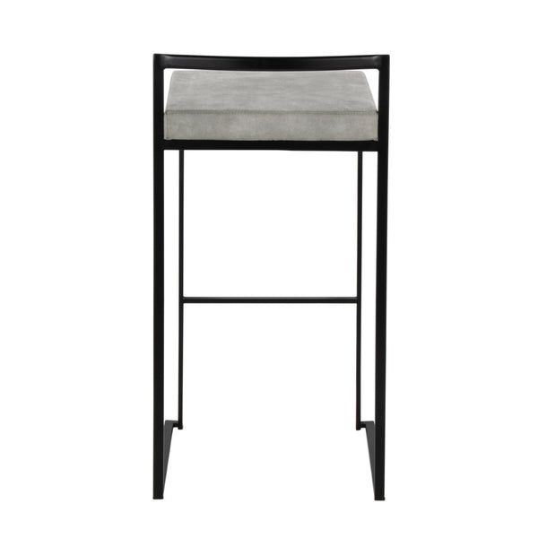 English Elm Contemporary Stackable Metal Barstools with Padded Fabric Seats for Kitchen Island Bar Gray B202P290869