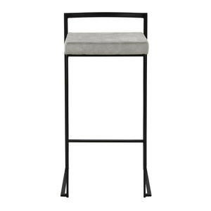 English Elm Contemporary Stackable Metal Barstools with Padded Fabric Seats for Kitchen Island Bar Gray B202P290869