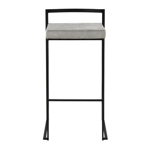 English Elm Contemporary Stackable Metal Barstools with Padded Fabric Seats for Kitchen Island Bar Gray B202P290869