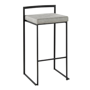 English Elm Contemporary Stackable Metal Barstools with Padded Fabric Seats for Kitchen Island Bar Gray B202P290869