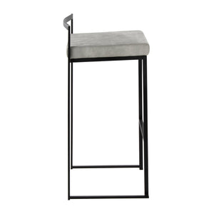 English Elm Contemporary Stackable Metal Barstools with Padded Fabric Seats for Kitchen Island Bar Gray B202P290869