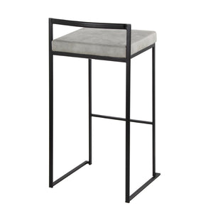 English Elm Contemporary Stackable Metal Barstools with Padded Fabric Seats for Kitchen Island Bar Gray B202P290869