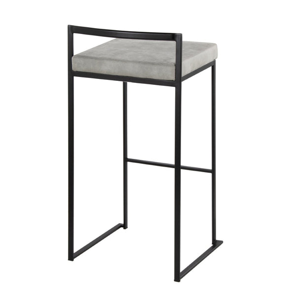 English Elm Contemporary Stackable Metal Barstools with Padded Fabric Seats for Kitchen Island Bar Gray B202P290869