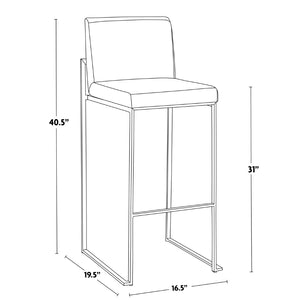 English Elm 30 Inch High Back Barstool Set of 3 with Padded Seat and Metallic Steel Frame Gold Beige B202P290870