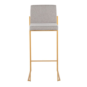 English Elm 30 Inch High Back Barstool Set of 3 with Padded Seat and Metallic Steel Frame Gold Gray B202P290872