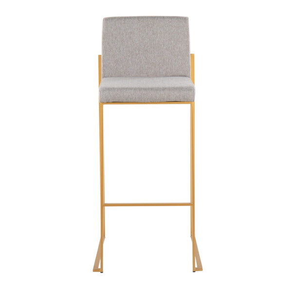 English Elm 30 Inch High Back Barstool Set of 3 with Padded Seat and Metallic Steel Frame Gold Gray B202P290872