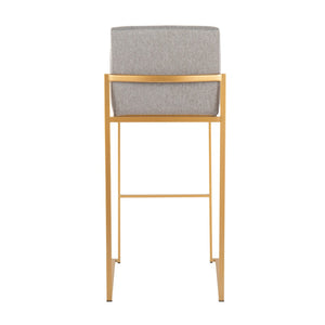 English Elm 30 Inch High Back Barstool Set of 3 with Padded Seat and Metallic Steel Frame Gold Gray B202P290872
