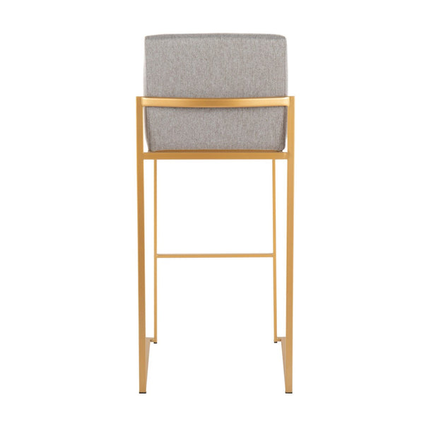 English Elm 30 Inch High Back Barstool Set of 3 with Padded Seat and Metallic Steel Frame Gold Gray B202P290872