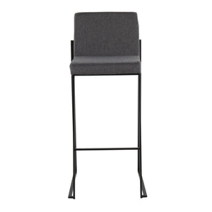 English Elm 30 Inch High Back Barstool Set of 3 with Padded Seat and Metallic Steel Frame Black Charcoal B202P290873