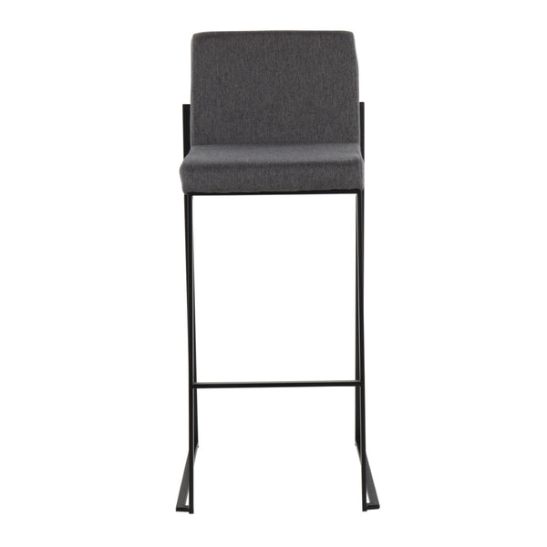 English Elm 30 Inch High Back Barstool Set of 3 with Padded Seat and Metallic Steel Frame Black Charcoal B202P290873