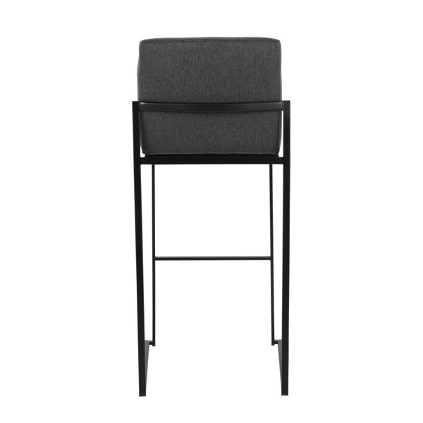 English Elm 30 Inch High Back Barstool Set of 3 with Padded Seat and Metallic Steel Frame Black Charcoal B202P290873