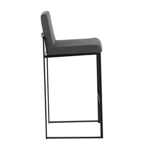 English Elm 30 Inch High Back Barstool Set of 3 with Padded Seat and Metallic Steel Frame Black Charcoal B202P290873