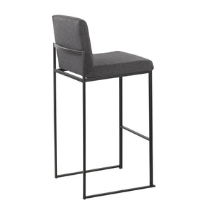 English Elm 30 Inch High Back Barstool Set of 3 with Padded Seat and Metallic Steel Frame Black Charcoal B202P290873