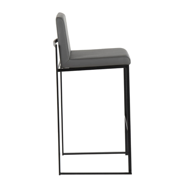 English Elm 30 Inch High Back Barstools Set of 3 Gold Frame Grey Faux Leather Kitchen Island Seating Black Steel B202P290876