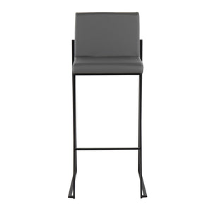 English Elm 30 Inch High Back Barstools Set of 3 Gold Frame Grey Faux Leather Kitchen Island Seating Black Steel B202P290876