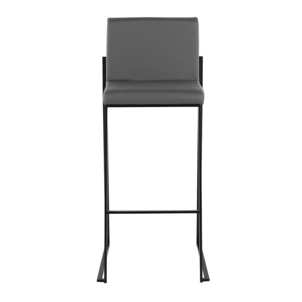English Elm 30 Inch High Back Barstools Set of 3 Gold Frame Grey Faux Leather Kitchen Island Seating Black Steel B202P290876