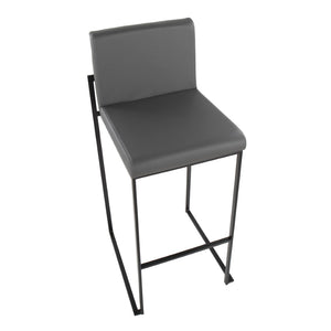 English Elm 30 Inch High Back Barstools Set of 3 Gold Frame Grey Faux Leather Kitchen Island Seating Black Steel B202P290876