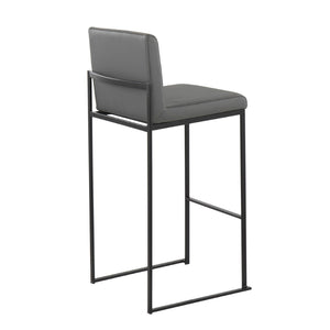 English Elm 30 Inch High Back Barstools Set of 3 Gold Frame Grey Faux Leather Kitchen Island Seating Black Steel B202P290876