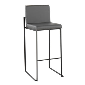 English Elm 30 Inch High Back Barstools Set of 3 Gold Frame Grey Faux Leather Kitchen Island Seating Black Steel B202P290876