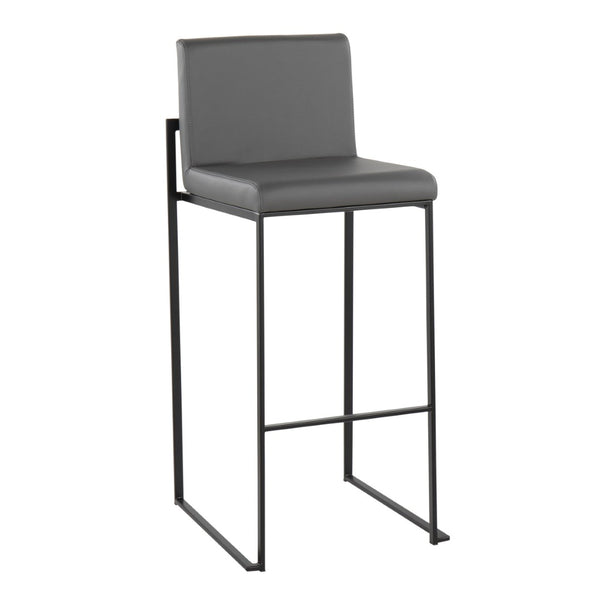 English Elm 30 Inch High Back Barstools Set of 3 Gold Frame Grey Faux Leather Kitchen Island Seating Black Steel B202P290876