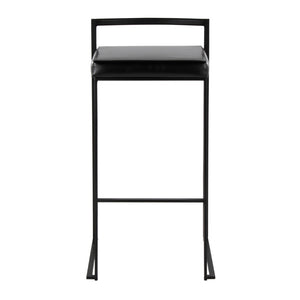 English Elm Contemporary Stackable Industrial Barstools Welded Metal Frame Faux Leather Set of 2 Black B202P290882