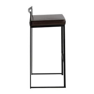 English Elm Contemporary Stackable Industrial Barstools Welded Metal Frame Faux Leather Set of 2 Brown B202P290883