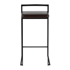 English Elm Contemporary Stackable Industrial Barstools Welded Metal Frame Faux Leather Set of 2 Brown B202P290883