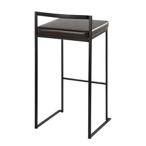 English Elm Contemporary Stackable Industrial Barstools Welded Metal Frame Faux Leather Set of 2 Brown B202P290883
