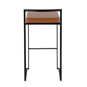 English Elm Contemporary Stackable Industrial Barstools Welded Metal Frame Faux Leather Set of 2 Camel B202P290884