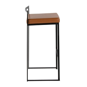 English Elm Contemporary Stackable Industrial Barstools Welded Metal Frame Faux Leather Set of 2 Camel B202P290884