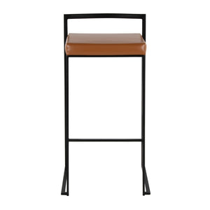 English Elm Contemporary Stackable Industrial Barstools Welded Metal Frame Faux Leather Set of 2 Camel B202P290884