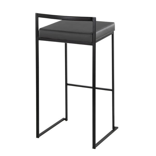 English Elm Contemporary Stackable Industrial Barstools Welded Metal Frame Faux Leather Set of 2 Gray B202P290885