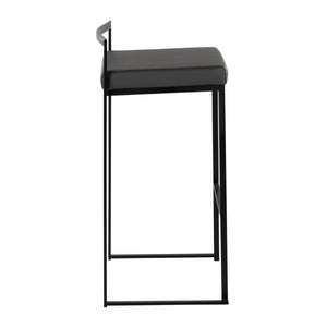English Elm Contemporary Stackable Industrial Barstools Welded Metal Frame Faux Leather Set of 2 Gray B202P290885