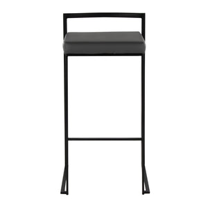 English Elm Contemporary Stackable Industrial Barstools Welded Metal Frame Faux Leather Set of 2 Gray B202P290885