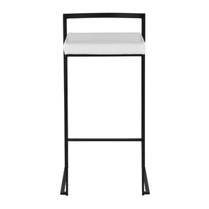 English Elm Contemporary Stackable Industrial Barstools Welded Metal Frame Faux Leather Set of 2 White B202P290886