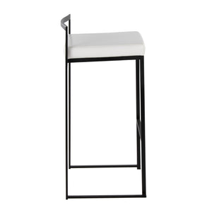 English Elm Contemporary Stackable Industrial Barstools Welded Metal Frame Faux Leather Set of 2 White B202P290886