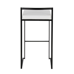 English Elm Contemporary Stackable Industrial Barstools Welded Metal Frame Faux Leather Set of 2 White B202P290886
