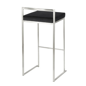 English Elm 30 Inch Stackable Barstools Set of 3 Welded Steel Frame with Padded Upholstered Seats Black B202P290888
